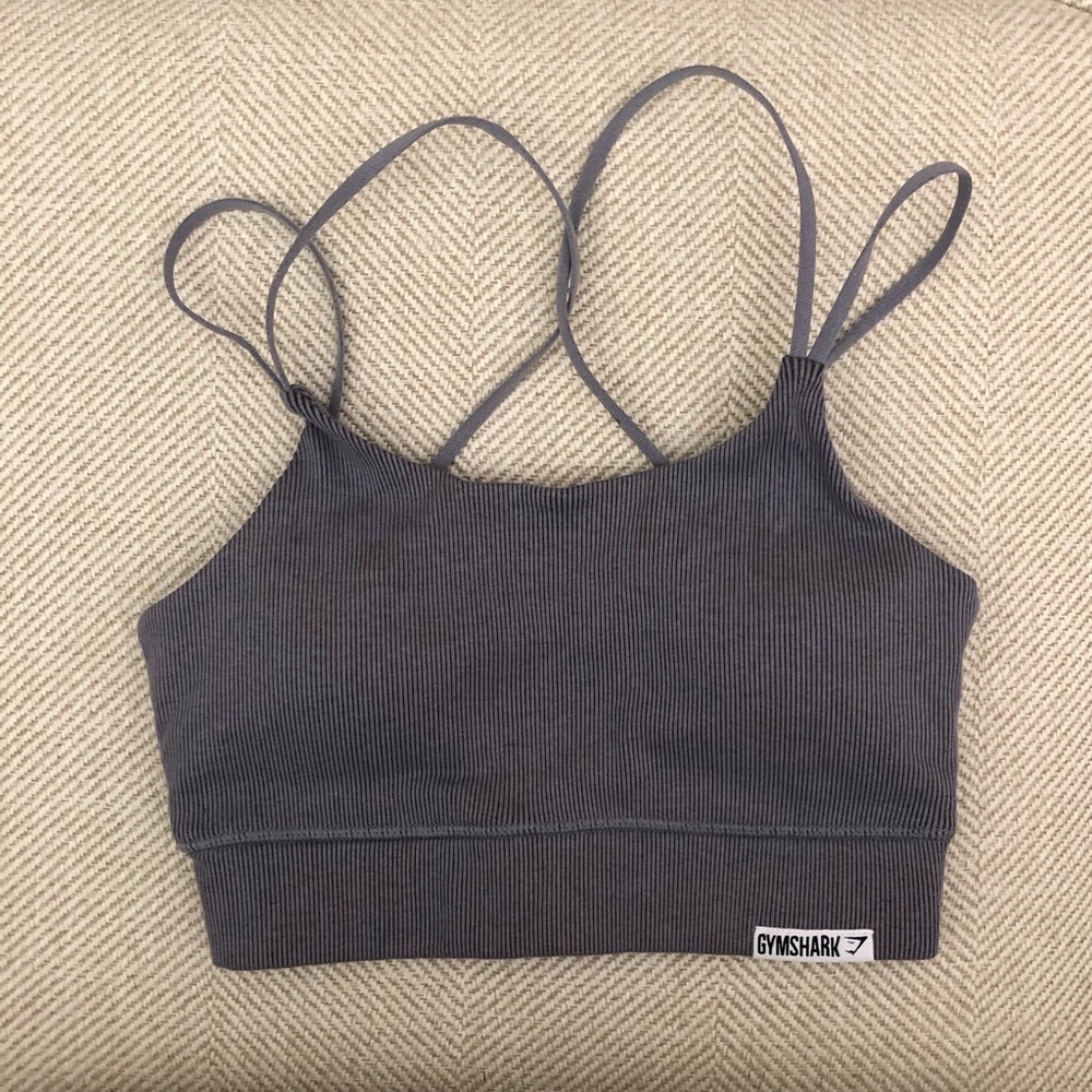 Purple ribbed Gymshark sports bra